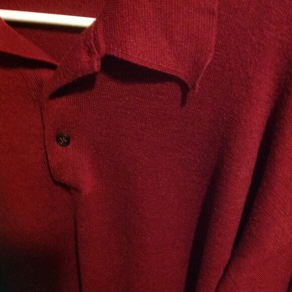 Gran Sasso Men's Large Long Sleeve 3 Button Pullover Polo Shirt - Made in Italy - Picture 4 of 5